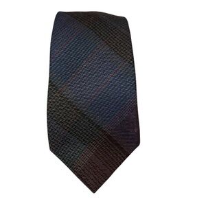 Henry Grethel Vtg 70s Mens Tie Wool & Silk Made in Italy Tartan Plaid 57x3”